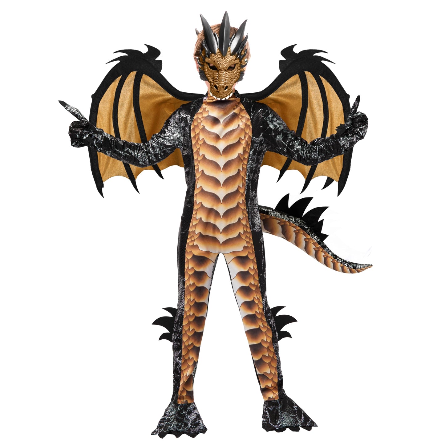 Spooktacular Creations Halloween Kid Dragon Costume, Boys Dragon Wings, Tail and Mask Set for Halloween Dress Up