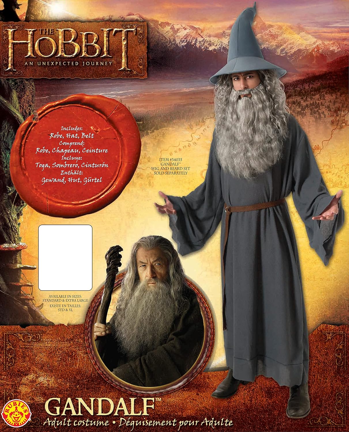 Rubies Men's The Hobbit Gandalf Costume