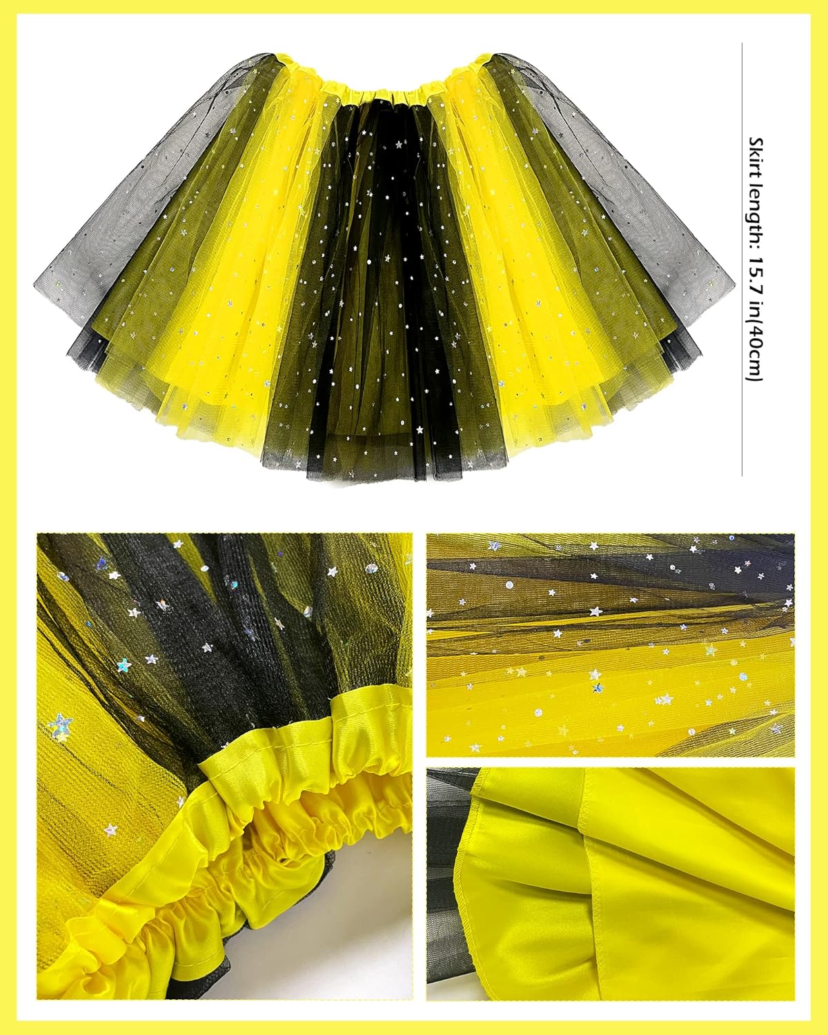 Hikkcos Bee Costume Set Yellow Bee Costume Tutu for Woman Queen Bopper Antenna Headband Tutu Skirt for Halloween Costume Honeybee Animals Party Cosplay