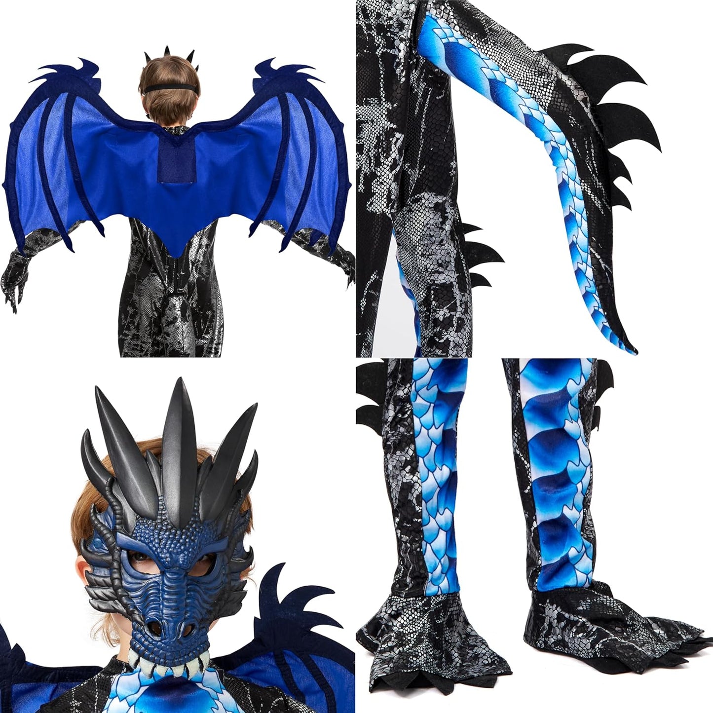 Spooktacular Creations Halloween Kid Dragon Costume, Boys Dragon Wings, Tail and Mask Set for Halloween Dress Up