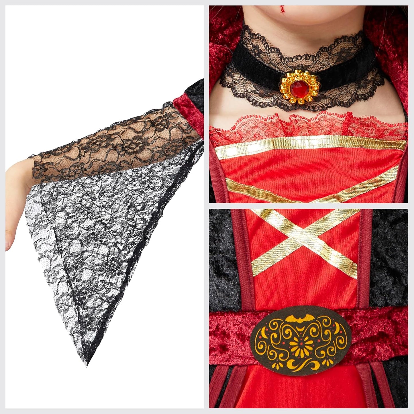 Spooktacular Creations Royal Vampire Costume for Girls, Deluxe Set Halloween Gothic Victorian Vampiress Queen Costume