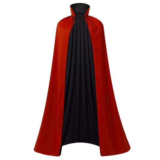 Reversible Vampire Cape – Black & Red Halloween Cape with Stand Collar