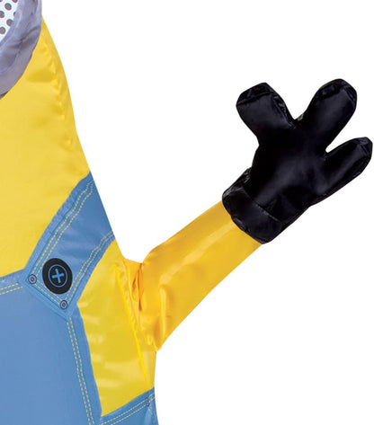 Disguise Bob Inflatable Minion Costume for Kids, Official Minions Halloween Costume, Blow Up Jumpsuit with Fan, Child Size (up to 7-8)