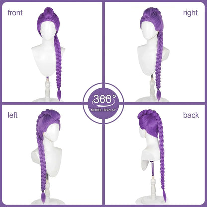 39" Long Purple Cosplay Wig,Anime Demon Costume Hair for Girl Women,Kp Singers Rumi Long and Thick Braid Wigs for Halloween,Anime,Party