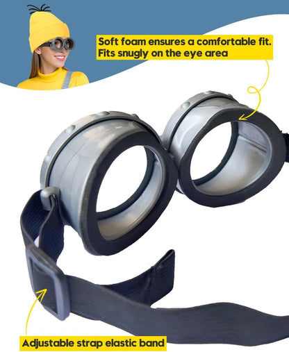 Halloween Costume Adult Accessories,Yellow Beanie Goggles Glasses Gloves for Men Women Cosplay Party Set