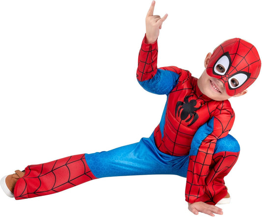 MARVEL Official Toddler Deluxe Halloween Costume - Premium Quality Padded Jumpsuit and Fabric Headpiece (3T-4T)