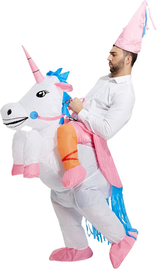 TOLOCO Inflatable Costume Unicorn Costume Blow Up Ride On Unicorn Costume for Halloween Cosplay Parties