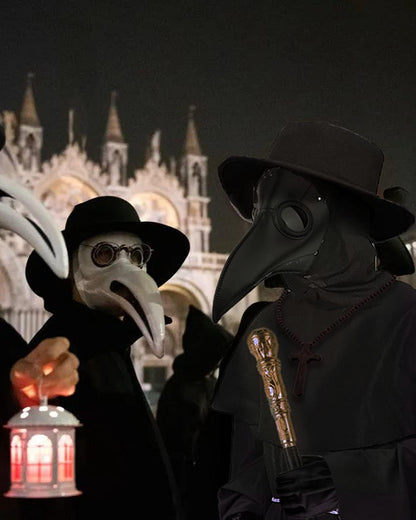 Nicexx Plague Doctor Mask Costumes Set 6 in 1 Halloween Beak Mask Plague Dr Outfit for Adults