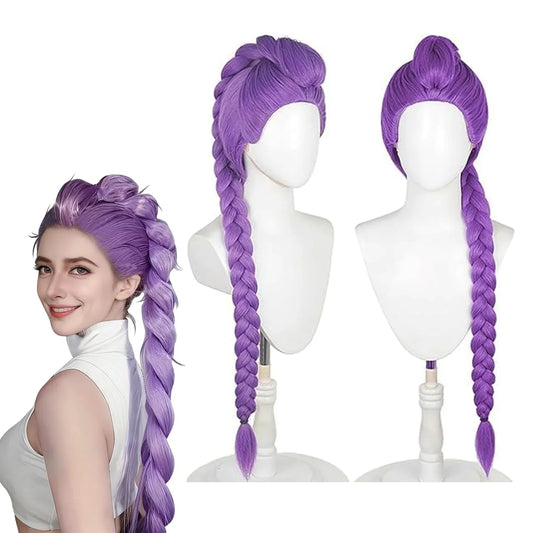 39" Long Purple Cosplay Wig,Anime Demon Costume Hair for Girl Women,Kp Singers Rumi Long and Thick Braid Wigs for Halloween,Anime,Party