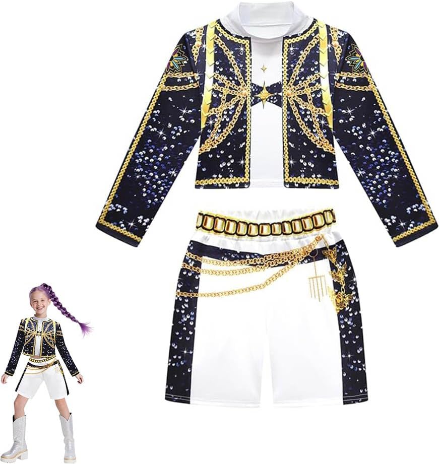Kids Girls Pop Singer Costume 3-14 Years, Singer Wig, Toddler Halloween Cosplay Stage Clothes
