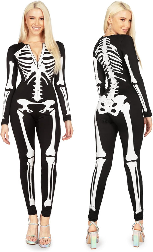 Tipsy Elves Form Fitting & Flattering Skeleton Bodysuits for Halloween - Women's Sexy Skeleton Costume