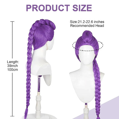 39" Long Purple Cosplay Wig,Anime Demon Costume Hair for Girl Women,Kp Singers Rumi Long and Thick Braid Wigs for Halloween,Anime,Party