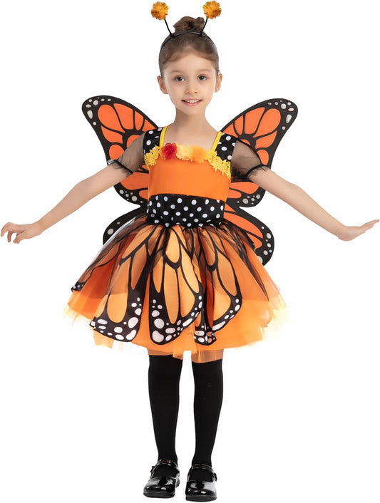 Spooktacular Creations Child Girls Butterfly Costume, Toddlers Butterfly Outfit w/Wings Headband for Kids Halloween Parties
