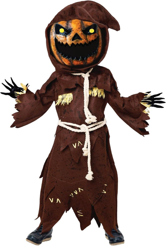 Spooktacular Creations Scary Scarecrow Costume for Kids, Halloween Costume for Boys w/Pumpkin Head, Pumpkin Outfit for Boys