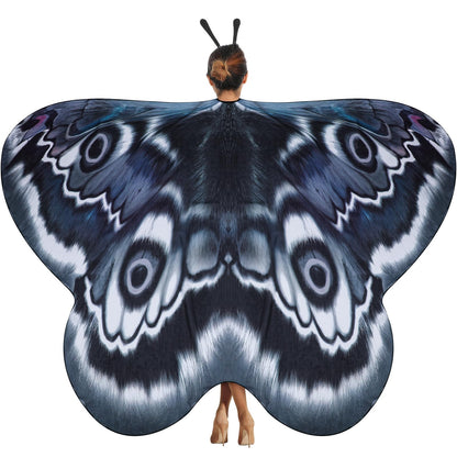 Yinder 2 Pcs Halloween Moth Wings Costume Butterfly Shawl Moth Wing Cape Costume Accessory with Headband 72.83 x 50.39 Inch
