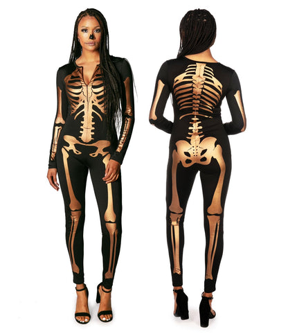 Tipsy Elves Form Fitting & Flattering Skeleton Bodysuits for Halloween - Women's Sexy Skeleton Costume