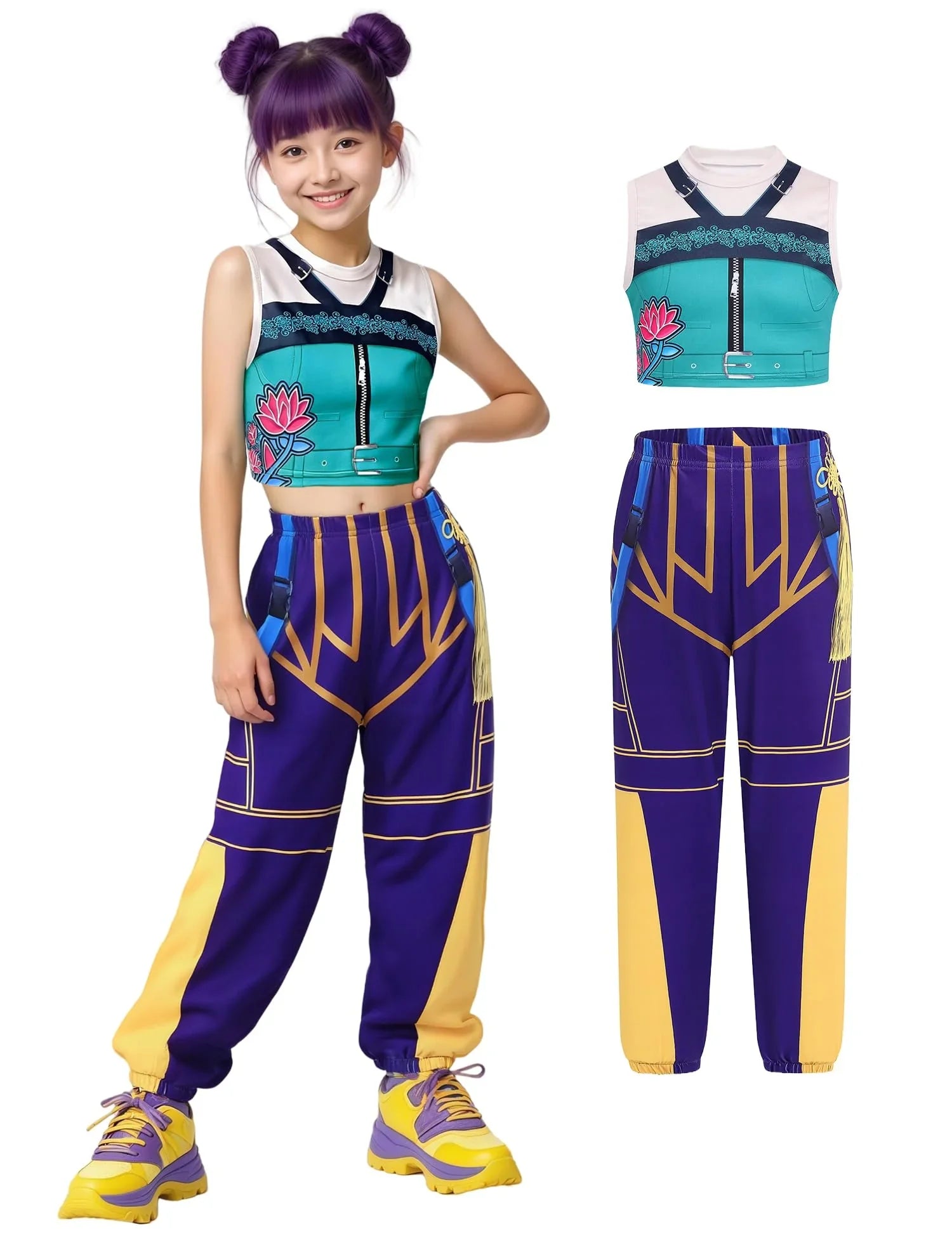 Girls Demon Pop Singer Hunters Costume 3-14 Years Stage Dance Idol Cosplay Outfit, Kids Halloween Costumes