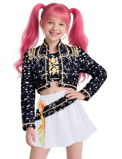 Demon Cosplay Hunters Pop Singer Costume Kids Golden 3-14Y Girls Toddler Halloween Costumes Stage Performance Outfit
