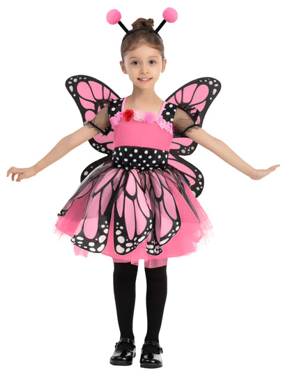 Spooktacular Creations Child Girls Butterfly Costume, Toddlers Butterfly Outfit w/Wings Headband for Kids Halloween Parties
