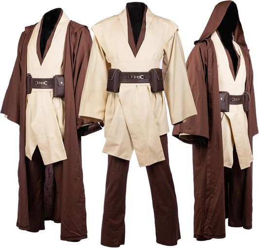 Men's Costume Robe Adult Male Tunic Costume Hooded Uniform Full Set Halloween Cosplay Cloak