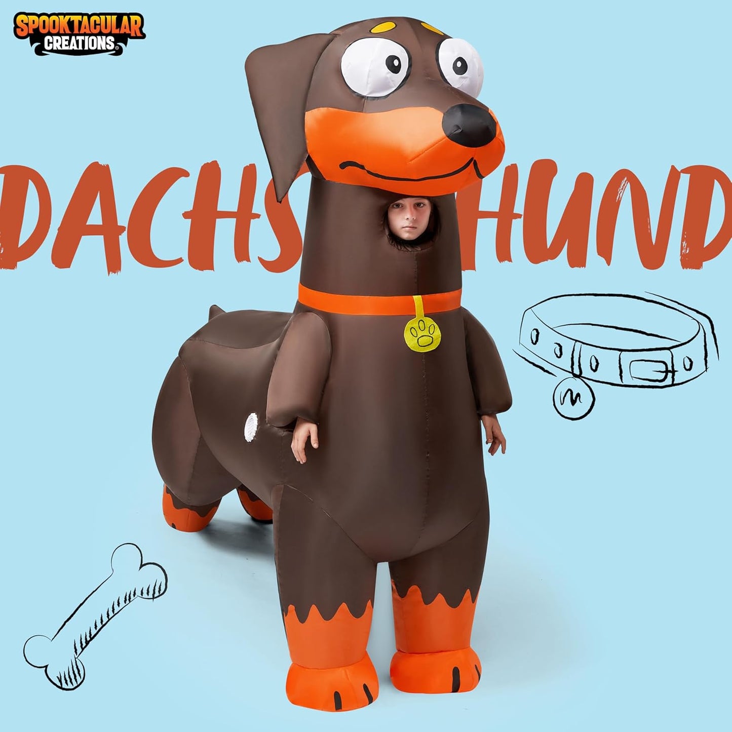 Spooktacular Creations Kids Halloween Inflatable Costumes, Dachshund Full Body Blow Up Costumes for Halloween Animal Cosplay Themed Party
