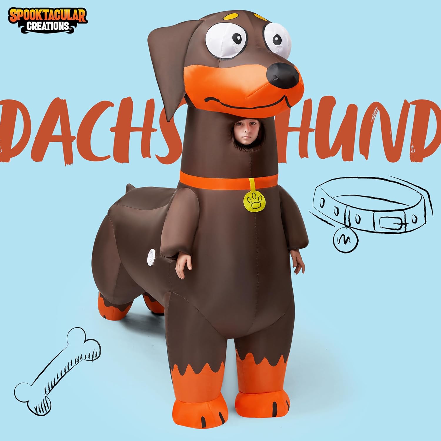 Spooktacular Creations Kids Halloween Inflatable Costumes, Dachshund Full Body Blow Up Costumes for Halloween Animal Cosplay Themed Party