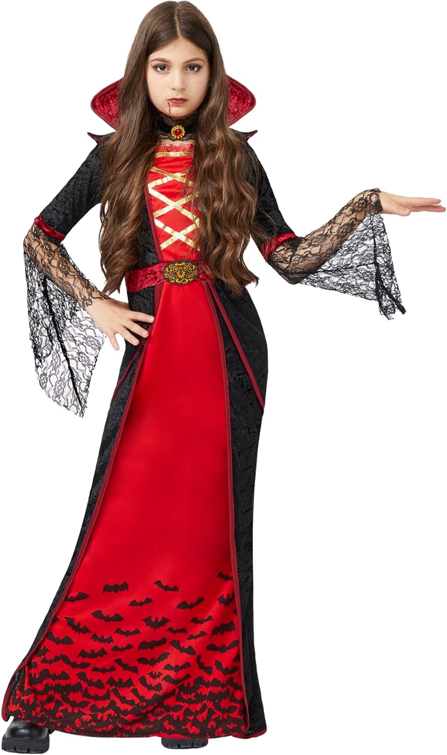 Spooktacular Creations Royal Vampire Costume for Girls, Deluxe Set Halloween Gothic Victorian Vampiress Queen Costume