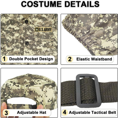 Army Costume For Kids, Military Soldier Costumes For Boys, Halloween Costumes Dress Up Role Play Set