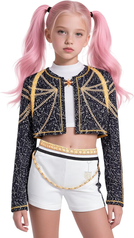 Demon Cosplay Hunters Pop Singer Costume Kids Golden 3-14Y Girls Toddler Halloween Costumes Stage Performance Outfit