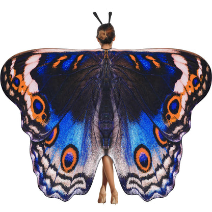 Yinder 2 Pcs Halloween Moth Wings Costume Butterfly Shawl Moth Wing Cape Costume Accessory with Headband 72.83 x 50.39 Inch