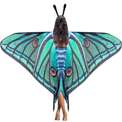 Yinder 2 Pcs Halloween Moth Wings Costume Butterfly Shawl Moth Wing Cape Costume Accessory with Headband 72.83 x 50.39 Inch