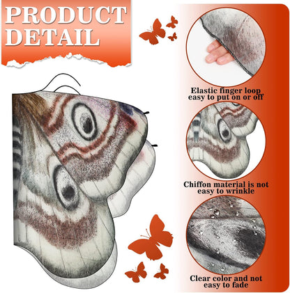 Yinder 2 Pcs Halloween Moth Wings Costume Butterfly Shawl Moth Wing Cape Costume Accessory with Headband 72.83 x 50.39 Inch