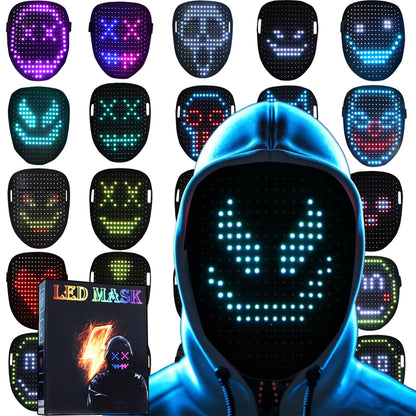 Led Mask Lighted Up Mask - Led Masks with Gesture Sensing Costume for Halloween Costume Cosplay Party Cool Gifts