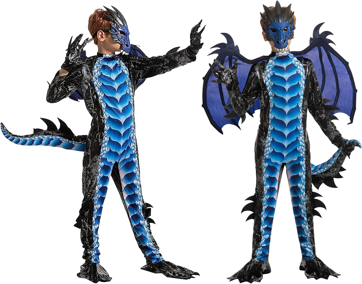 Spooktacular Creations Halloween Kid Dragon Costume, Boys Dragon Wings, Tail and Mask Set for Halloween Dress Up