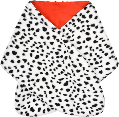 Halloween Costume Women 2025- Dalmatian Shawl, Red Gloves, Necklace and Wig Cap Accessories for Adult (Short Wig)