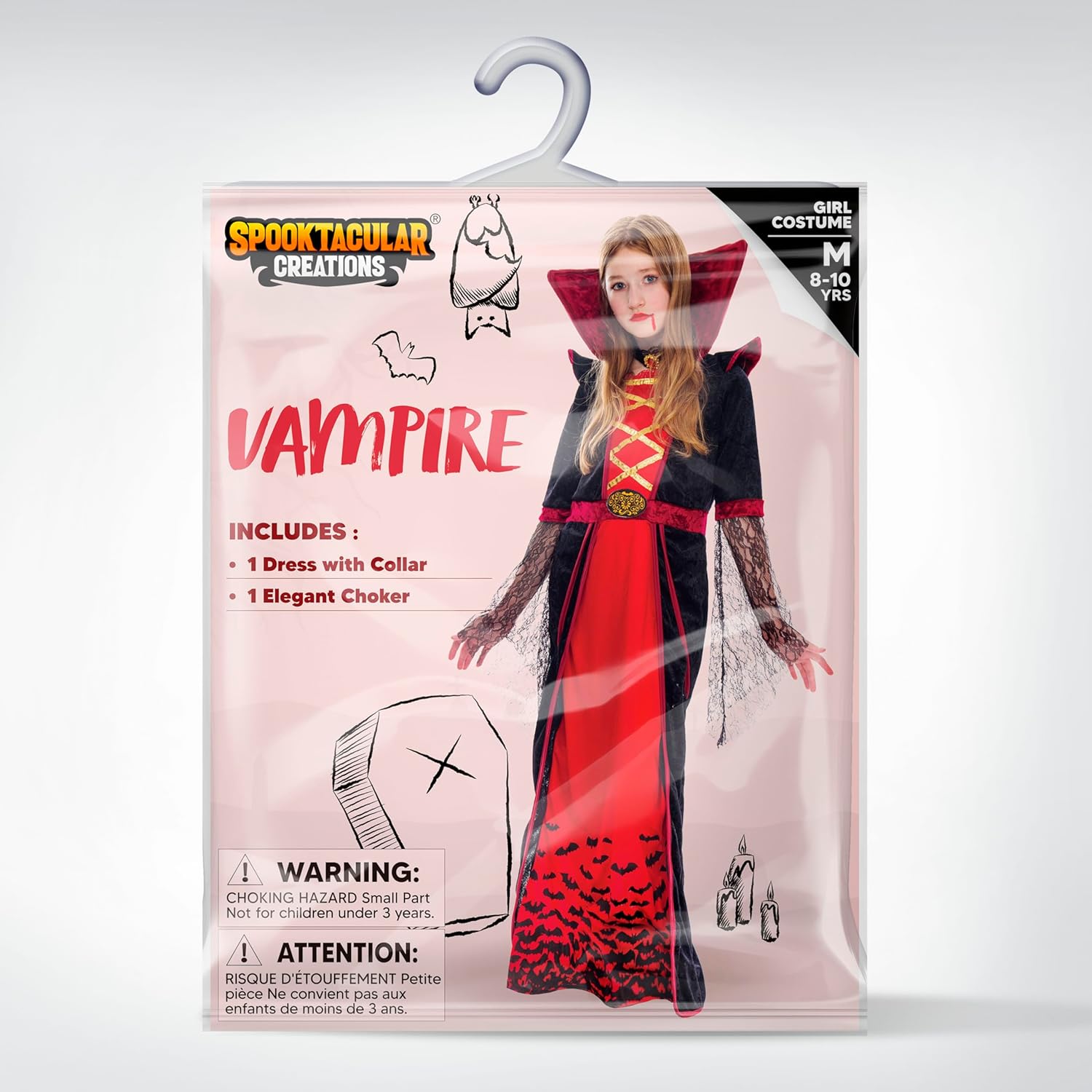 Spooktacular Creations Royal Vampire Costume for Girls, Deluxe Set Halloween Gothic Victorian Vampiress Queen Costume