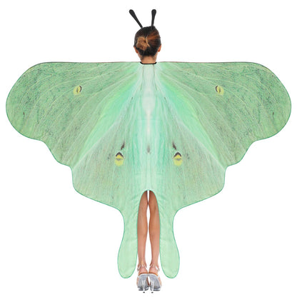 Yinder 2 Pcs Halloween Moth Wings Costume Butterfly Shawl Moth Wing Cape Costume Accessory with Headband 72.83 x 50.39 Inch