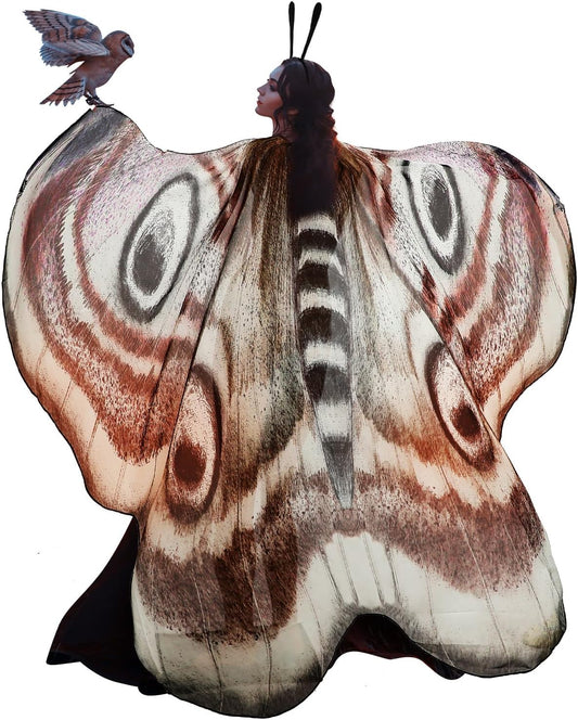 Yinder 2 Pcs Halloween Moth Wings Costume Butterfly Shawl Moth Wing Cape Costume Accessory with Headband 72.83 x 50.39 Inch