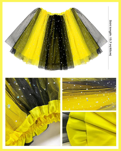Hikkcos Bee Costume Set Yellow Bee Costume Tutu for Woman Queen Bopper Antenna Headband Tutu Skirt for Halloween Costume Honeybee Animals Party Cosplay