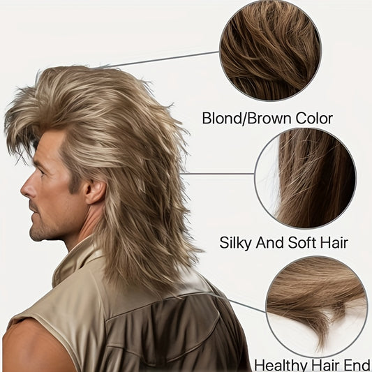 80s Mullet Wig – Blonde Rock Star Costume Wig for Halloween