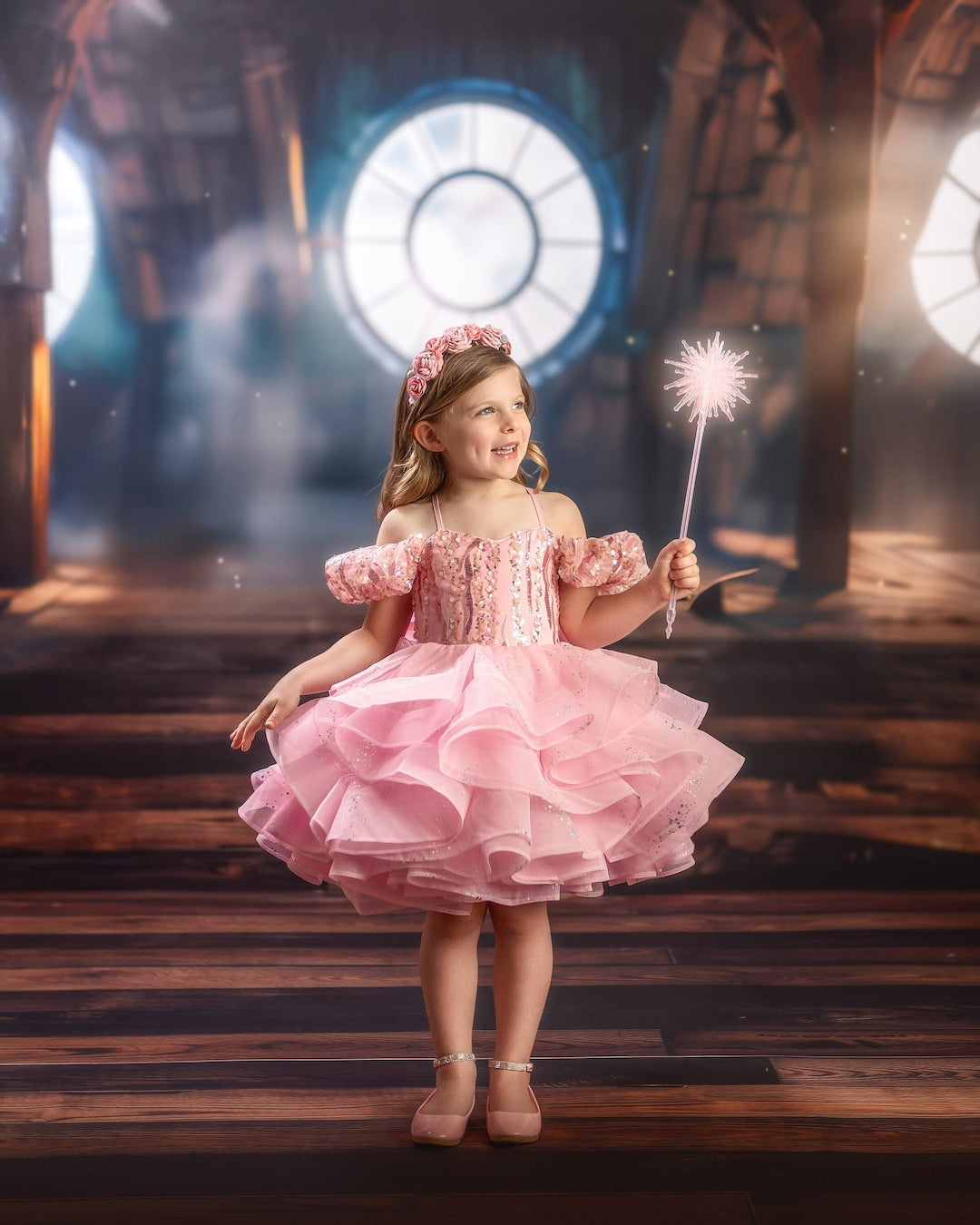 Glinda pink princess dress for girls Wicked costume